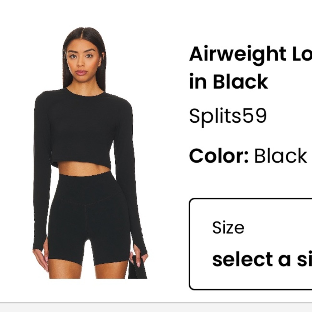Splits59 Black Airweight Long Sleeve Crop Top